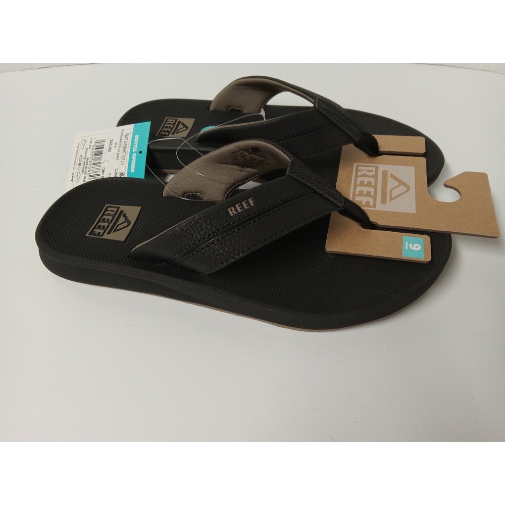 New REEF Element TQT 2.0 Mens Flip Flop Sandals - Bottle Opener - Black, Size 9
